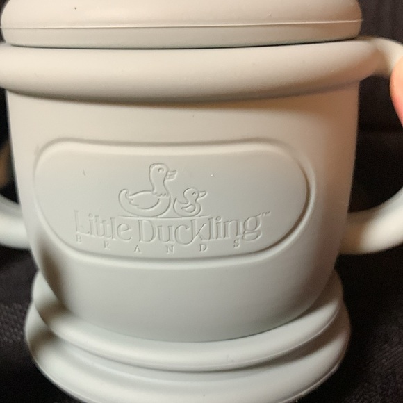 Gray Silicone Sippy Cup w/snack lid & straw- Set of 2 - Picture 3 of 4